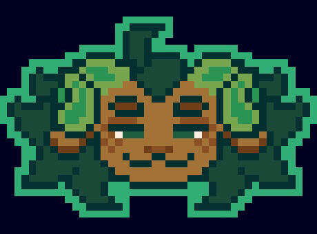Pixel art GIF of my fursona, which is a green and tan ram and canine amalgamation.